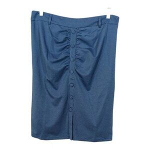 Belle Poque High Waisted Stretchy Pencil Skirt Women Size 2XL Blue Knee Length